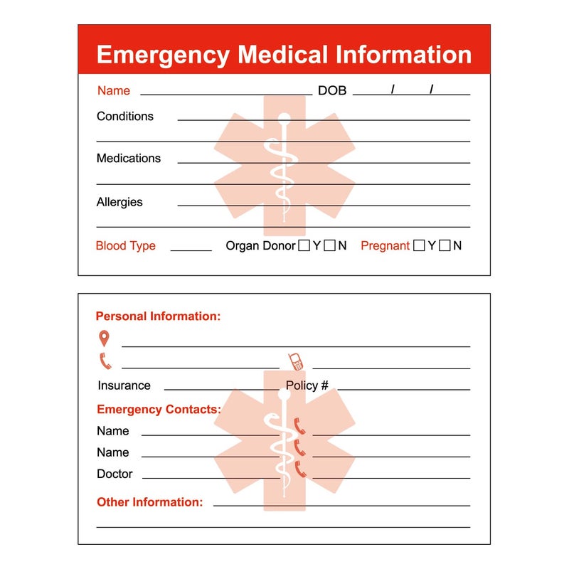 RXBC2011 Emergency Medical Information ID Card Pack of 5 - Image 2
